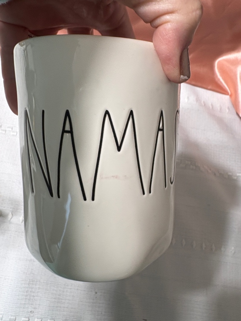Rae Dunn White Ceramic Mug Pair - 'Namaste' & 'On Fleek' - Picture 2 of 6